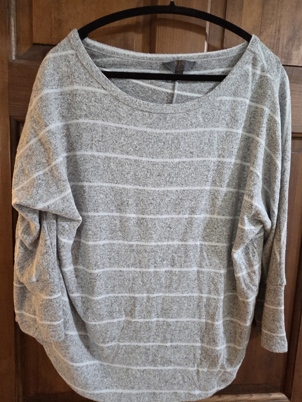 Mix Gray & White Striped Sweater Top